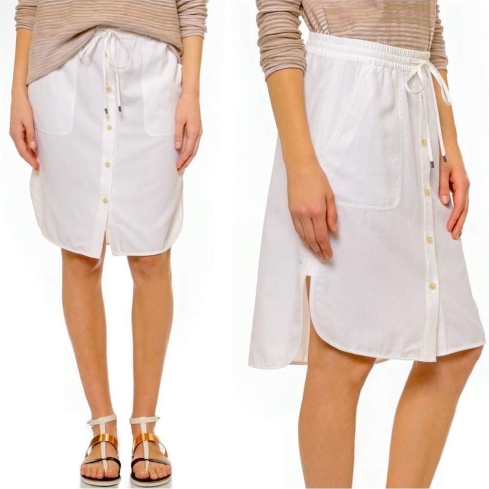 Vince Skirt White A-Line Drawstring Waist Women’s Small Cotton Boho Beach